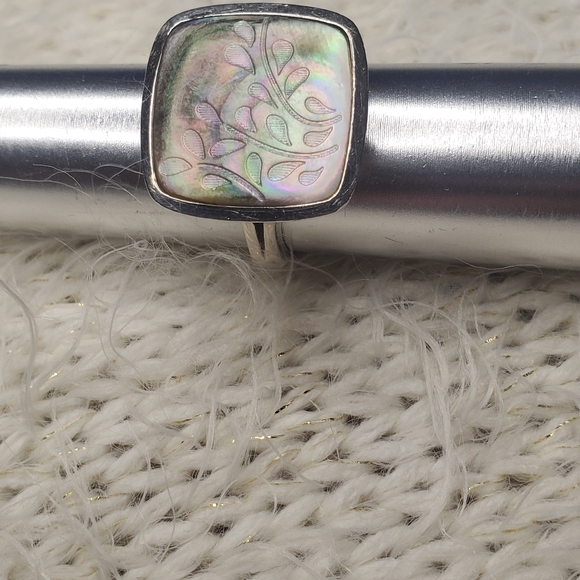 Vintage Silpada Sterling 925 Silver Fern Leaf Lip Shell Ring Sizes 8 - Picture 6 of 13